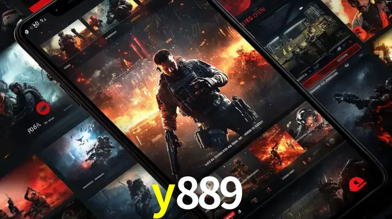 Tela de um celular exibindo uma galeria de jogos de tiro com temática militar, mostrando a variedade de e-sports disponíveis para apostas na plataforma de entretenimento y889.